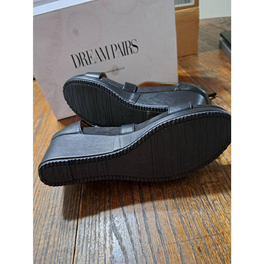 New Sz 9 Dream Pairs Nini 2 Black Open Toe Platform Wedge Sandals Summer Shoes - Picture 5 of 5